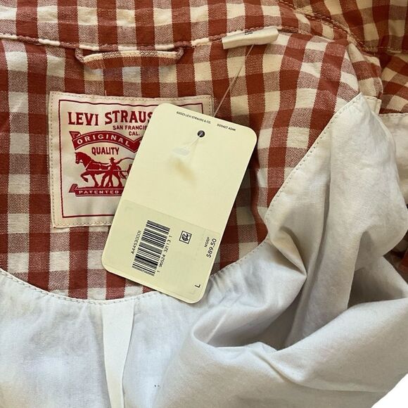 Levi's Woman's Cara Cotton Prep Jacket Size L Baked Clay Check Pattern NWT - Picture 13 of 16